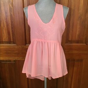 High Low sheer pink Top